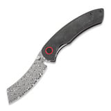 Red Horse Knife Works - Hell Razor P Marbled Carbon Fiber, damasteel