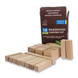 BeaverCraft - Wood Carving Blocks set 18pcs Basswood