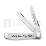 Case Cutlery - Smooth Natural Bone MiniTrapper Worry Less,Pray More
