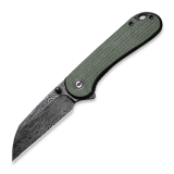 CIVIVI - Elementum Wharncliffe Damascus, Green Canvas Micarta