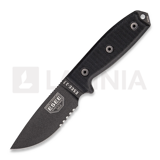 ESEE - Model 3, serrated, black G-10, black plastic sheath, nylon sheath