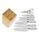 Hen & Rooster - 7Pc Kitchen Set Wood Stand