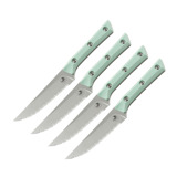 Microtech - 4,5" Serrated Steak Knife Set - Stonewash - Caribbean Blue G10