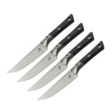 Microtech - 4,5" Steak Knife Set Bolstered - Stonewash - Black G10