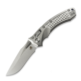 Microtech - Amphibian Ram-Lok Stonewash Frag Titanium, blue accents