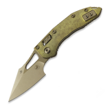 Microtech - Stitch Mini S/E Stonewash Antique Gold Slab Side Titanium, bronzed accent