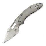 Microtech - Stitch Stonewash Slab Titanium, blue accents