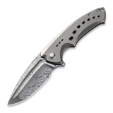 We Knife - Nexusia Damasteel, Polished Bead Blasted Titanium