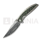 We Knife - Quinseris Damasteel, Crystalized Silver Ti/Jungle Wear