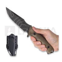 M311 Spelter - Elmax DLC Topo - Micarta Olive, Black Kydex