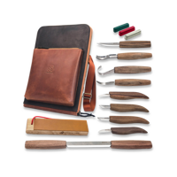 Deluxe Large Wood Carving Set With Walnut Handles
