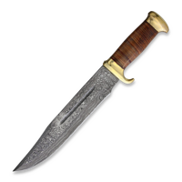 Damascus Bowie Stacked Leather