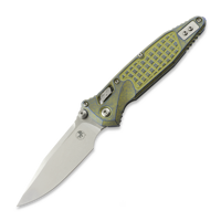 Microtech - Socom Ram-Lok S/E Clip Point Stonewash Galactic Gold Frag, blue accents