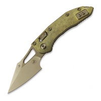 Microtech - Stitch Mini S/E Stonewash Antique Gold Slab Side Titanium, bronzed accent