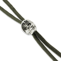Green Lanyard with Beret Skull Bead