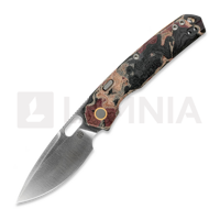 Psyop 332 - Satin - Current Micarta, Canvas Rag Burl - Red