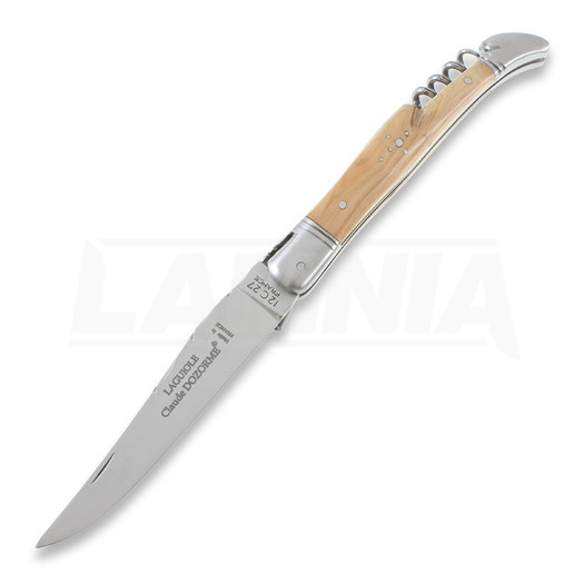 Claude Dozorme Laguiole folding knife, corkscrew, juniper wood