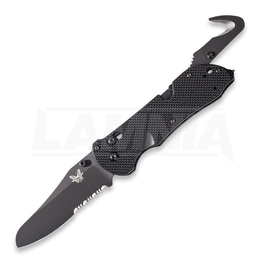 Benchmade Triage 折り畳みナイフ, 黒, 鋸歯状 915SBK