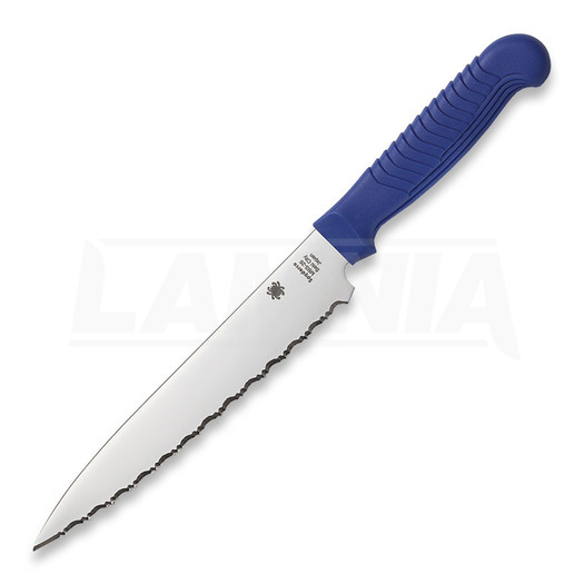 Spyderco Utility Knife Japanese kitchen knife, blau, Wellenschliff K04SBL