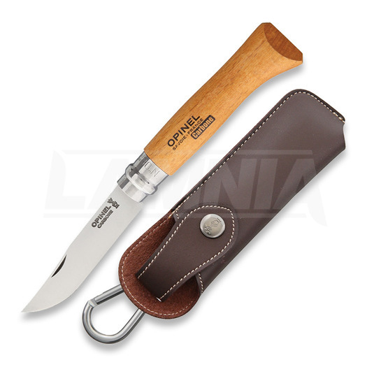 Opinel No8 folding knife, gift box, leather belt sheath