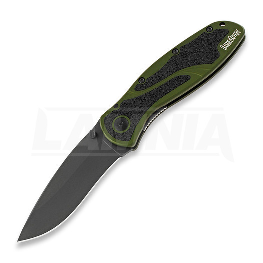 Kershaw Blur 折り畳みナイフ, 黒, 緑 1670OLBLK