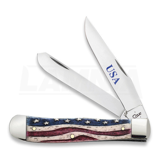 Pocket knife Case Cutlery Patriotic Trapper Smooth Bone 64132