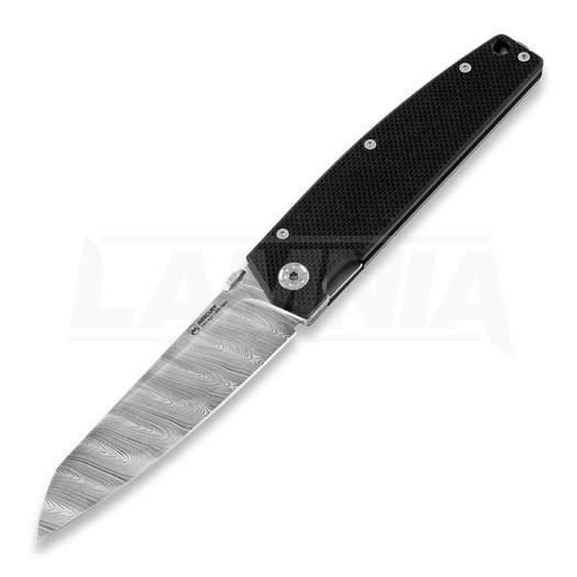 Mercury Logan Linerlock Damascus folding knife, black