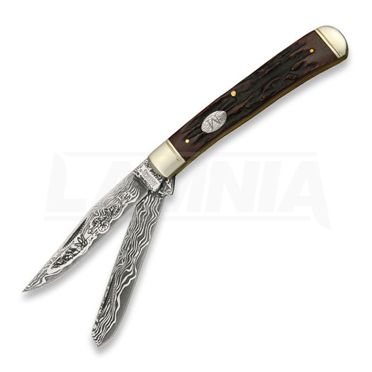 Marbles Trapper Etched Damascus Series foldekniv