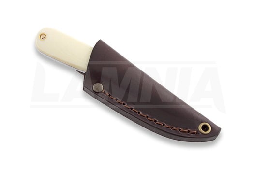 Brisa Necker 70 Full Flat halskniv, ivory micarta, leather
