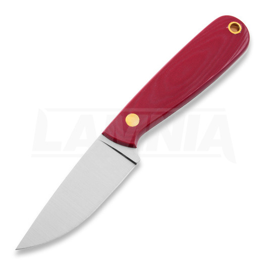 Brisa Necker 70 ネックナイフ, Flat, red micarta, leather