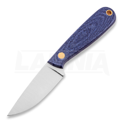 Шейный нож Brisa Necker 70, Flat, blue jeans micarta, leather