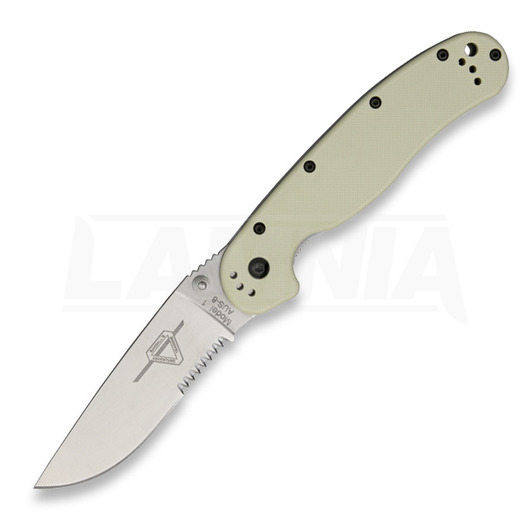 Ontario RAT-1 folding knife, desert tan/satin, combo edge 8849DT