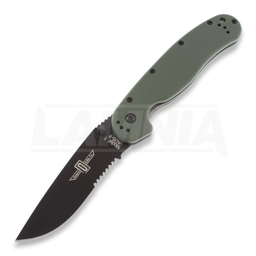 Πτυσσόμενο μαχαίρι Ontario RAT-1, πράσινο/black, οδοντωτή λεπίδα 8847OD