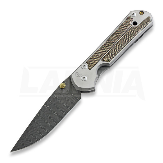 Chris Reeve Sebenza 21 folding knife, large, Striped Platan Damascus Ladder L21-1238