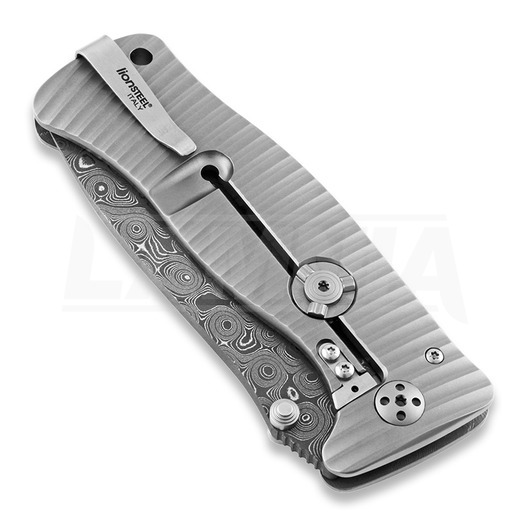 Lionsteel SR1 Titanium Raindrop Damascus folding knife SR1DRG