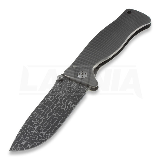 Lionsteel SR1 Titanium Damascus סכין מתקפלת