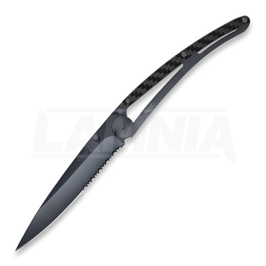 Deejo Tattoo Linerlock 37g Black CF folding knife