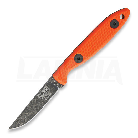 ESEE Camp Lore Orange G10 kniv, black stonewash