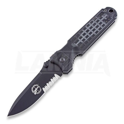 Fox Predator II 折り畳みナイフ, 黒, 鋸歯状 FX-FP2BSG10