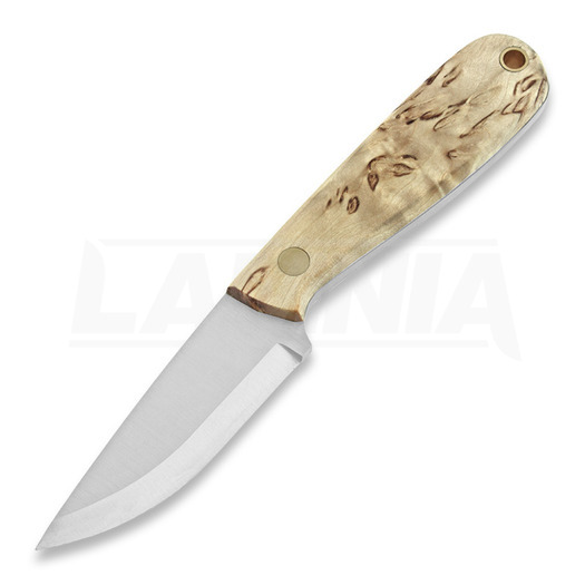 Brisa Necker 70 Scandi neck knife, curly birch, leather