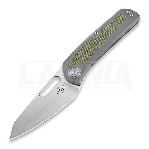 Liong Mah Designs Kuf v2 összecsukható kés, Green Micarta