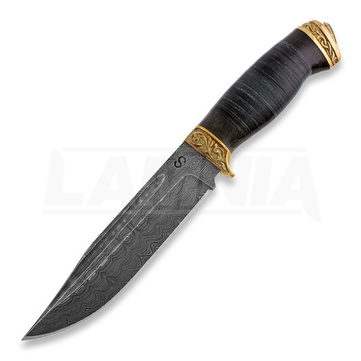 Olamic Cutlery Damascus Voykar knife, stacked leather