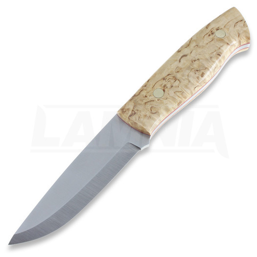 Brisa Trapper 95 hunting knife, O-1 Scandi, curly birch