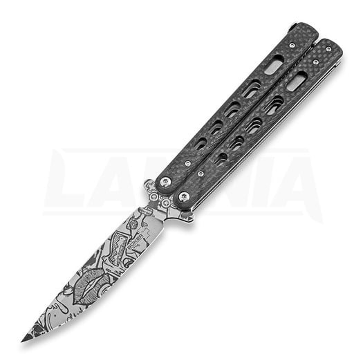 Böker Plus Large Balisong Carbon Fibre butterfly knife, Lamnia Edition