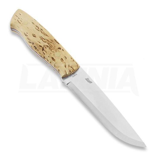 Brisa Trapper 115 knife, Elmax Scandi, curly birch