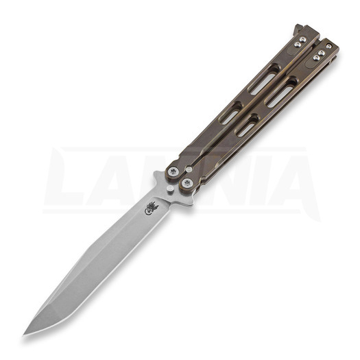Couteau papillon Hinderer Nieves Spanto TI SW Balisong, bronze