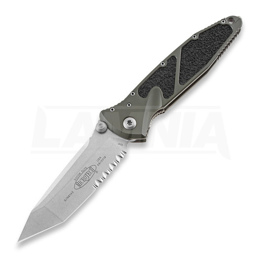 Couteau pliant Microtech Socom Elite T/E Stonewash, vert, lame à dents 161-11OD