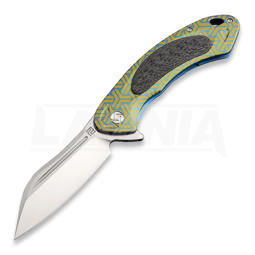 Couteau pliant Artisan Cutlery Eterno Framelock CPM S35VN, gold/blue