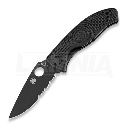 Zavírací nůž Spyderco Tenacious Lightweight Black Blade, vroubkování na čepeli C122PSBBK