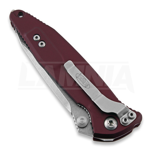 Microtech Socom Elite T/E-M Stonewash 折り畳みナイフ, merlot red 161-10MR